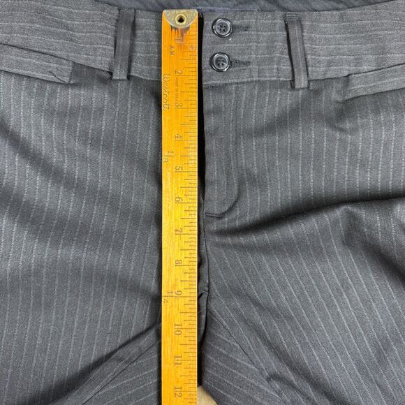 Banana Republic Women’s Pinstripe Flare Trousers Size 10 Gray Wool Blend Pants - Picture 11 of 13